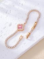 Elegant Solid Color Copper Plating Inlay Zircon White Gold Plated Gold Plated Bracelets main image 4