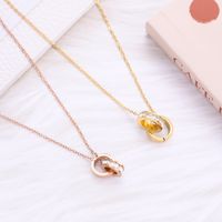 Casual Simple Style Circle Titanium Steel Plating Inlay Zircon Necklace main image 2