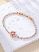 Elegant Solid Color Copper Plating Inlay Zircon White Gold Plated Gold Plated Bracelets main image 10