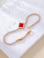 Elegant Solid Color Copper Plating Inlay Zircon White Gold Plated Gold Plated Bracelets main image 2