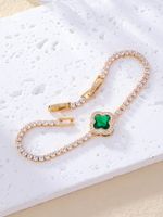 Elegant Solid Color Copper Plating Inlay Zircon White Gold Plated Gold Plated Bracelets main image 3
