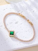 Elegant Solid Color Copper Plating Inlay Zircon White Gold Plated Gold Plated Bracelets sku image 1