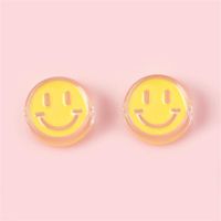 4 Pieces Diameter 22mm Hole 4~4.9mm Arylic Smiley Face Polished Beads sku image 7