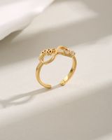 Copper 18K Gold Plated Cute Shiny Hollow Out Inlay Letter Infinity Zircon Open Rings sku image 1
