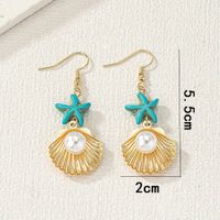 1 Pair Simple Style Classic Style Starfish Inlay Copper Pearl Drop Earrings main image 2