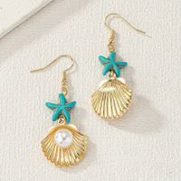 1 Pair Simple Style Classic Style Starfish Inlay Copper Pearl Drop Earrings main image 5