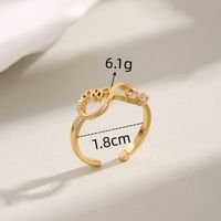 Copper 18K Gold Plated Cute Shiny Hollow Out Inlay Letter Infinity Zircon Open Rings main image 2