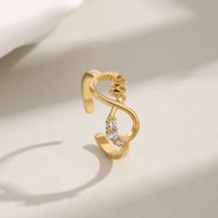 Copper 18K Gold Plated Cute Shiny Hollow Out Inlay Letter Infinity Zircon Open Rings main image 1