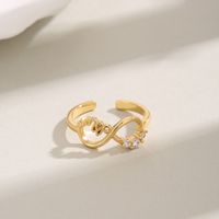 Copper 18K Gold Plated Cute Shiny Hollow Out Inlay Letter Infinity Zircon Open Rings main image 3