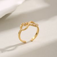 Copper 18K Gold Plated Cute Shiny Hollow Out Inlay Letter Infinity Zircon Open Rings main image 4