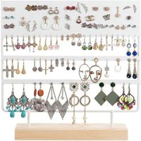 Simple Style Rectangle Solid Wood Metal Jewelry Display Jewelry Rack sku image 6