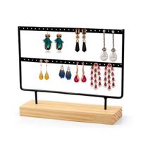 Simple Style Rectangle Solid Wood Metal Jewelry Display Jewelry Rack sku image 1
