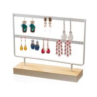 Simple Style Rectangle Solid Wood Metal Jewelry Display Jewelry Rack main image 2