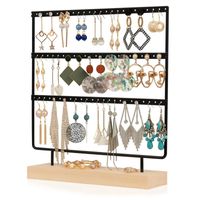 Simple Style Rectangle Solid Wood Metal Jewelry Display Jewelry Rack sku image 3