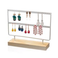 Simple Style Rectangle Solid Wood Metal Jewelry Display Jewelry Rack sku image 2