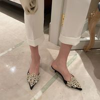 New Pointed Beaded Sandals And Slippers Stiletto Mid-heel Muller Shoes main image 4