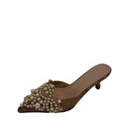 New Pointed Beaded Sandals And Slippers Stiletto Mid-heel Muller Shoes main image 6