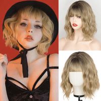 Fashion Bangs Short Egg Roll Head Single Double Color Curly Chemical Fiber Wigs sku image 3