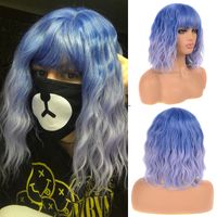 Fashion Bangs Short Egg Roll Head Single Double Color Curly Chemical Fiber Wigs sku image 6