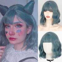 Fashion Bangs Short Egg Roll Head Single Double Color Curly Chemical Fiber Wigs sku image 1