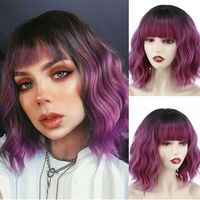 Fashion Bangs Short Egg Roll Head Single Double Color Curly Chemical Fiber Wigs sku image 5