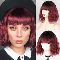 Fashion Bangs Short Egg Roll Head Single Double Color Curly Chemical Fiber Wigs sku image 4