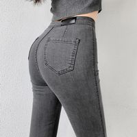 2022 Neue Europäische Und Amerikanische Retro Slim Fit Und Dünne Elastische Tasche Hüftdünne Weiche Jeans Damenbekleidung main image 2