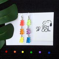 Cute Candy Color Cute Bear Earrings Resin Drop Earrings sku image 3