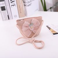 Summer New Bow Lace Straw Hat Bag Suit Cute Princess Girl Travel Sun Hat Wholesale sku image 1