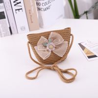Summer New Bow Lace Straw Hat Bag Suit Cute Princess Girl Travel Sun Hat Wholesale sku image 4