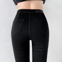 2022 Neue Europäische Und Amerikanische Retro Slim Fit Und Dünne Elastische Tasche Hüftdünne Weiche Jeans Damenbekleidung main image 4