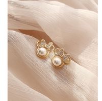 Fashion Bow Knot Alloy Rhinestone Artificial Pearl Ear Studs main image 1