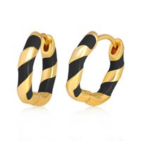 Fashion Stripe Copper Enamel Hoop Earrings 1 Pair sku image 1