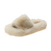 Women's Casual Solid Color Open Toe Plush Slippers main image 5