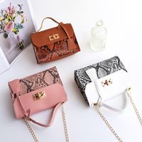 Women's Medium Pu Leather Snakeskin Fashion Square Lock Clasp Crossbody Bag main image 1