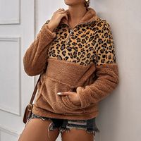 Autumn And Winter New Fashion Long-sleeved Leopard Print Stitching Long-sleeved Top sku image 6