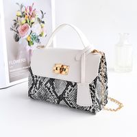 Women's Medium Pu Leather Snakeskin Fashion Square Lock Clasp Crossbody Bag sku image 1