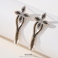 Fashion Tassel Copper Plating Inlay Artificial Diamond Pearl Drop Earrings 1 Pair sku image 4