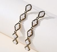Fashion Tassel Copper Plating Inlay Artificial Diamond Pearl Drop Earrings 1 Pair sku image 7