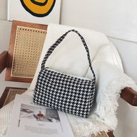 Women's Small Polyester Houndstooth Fashion Cylindrical Zipper Underarm Bag sku image 2