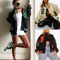 Women's Fashion Letter Embroidery Single Breasted Coat Jacket main image 3