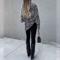 Fashion Zebra Polyester Chiffon Turndown Long Sleeve Regular Sleeve Blouse main image 4