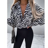 Fashion Zebra Polyester Chiffon Turndown Long Sleeve Regular Sleeve Blouse main image 7