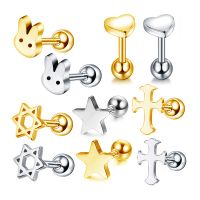 Fashion Rabbit Star Stainless Steel Plating Ear Studs 1 Piece main image 1