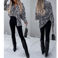 Fashion Zebra Polyester Chiffon Turndown Long Sleeve Regular Sleeve Blouse main image 2