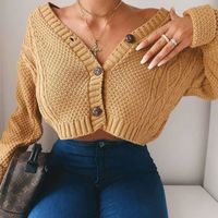Women's Knitwear Long Sleeve Sweaters & Cardigans Button Fashion Solid Color main image 2