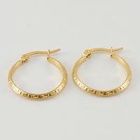 Simple Style Round Stainless Steel Hoop Earrings Gold Plated Stainless Steel Earrings sku image 1