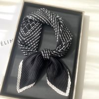 Women's Simple Style Stripe Satin Silk Scarves sku image 3