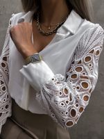 Women's Blouse Long Sleeve Blouses Lace Fashion Solid Color main image 5