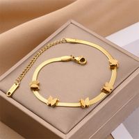 Retro Beach Butterfly Stainless Steel Plating Inlay Zircon 18k Gold Plated Silver Plated Women's Anklet main image 5